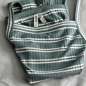 Mudd Tank Crop Top, Medium, Gray/Green Tone with White stripes